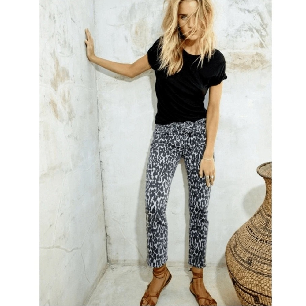 Paige Rosie HW Women’s Poppy Leopard Slim Crop Flare  High Rise Jeans